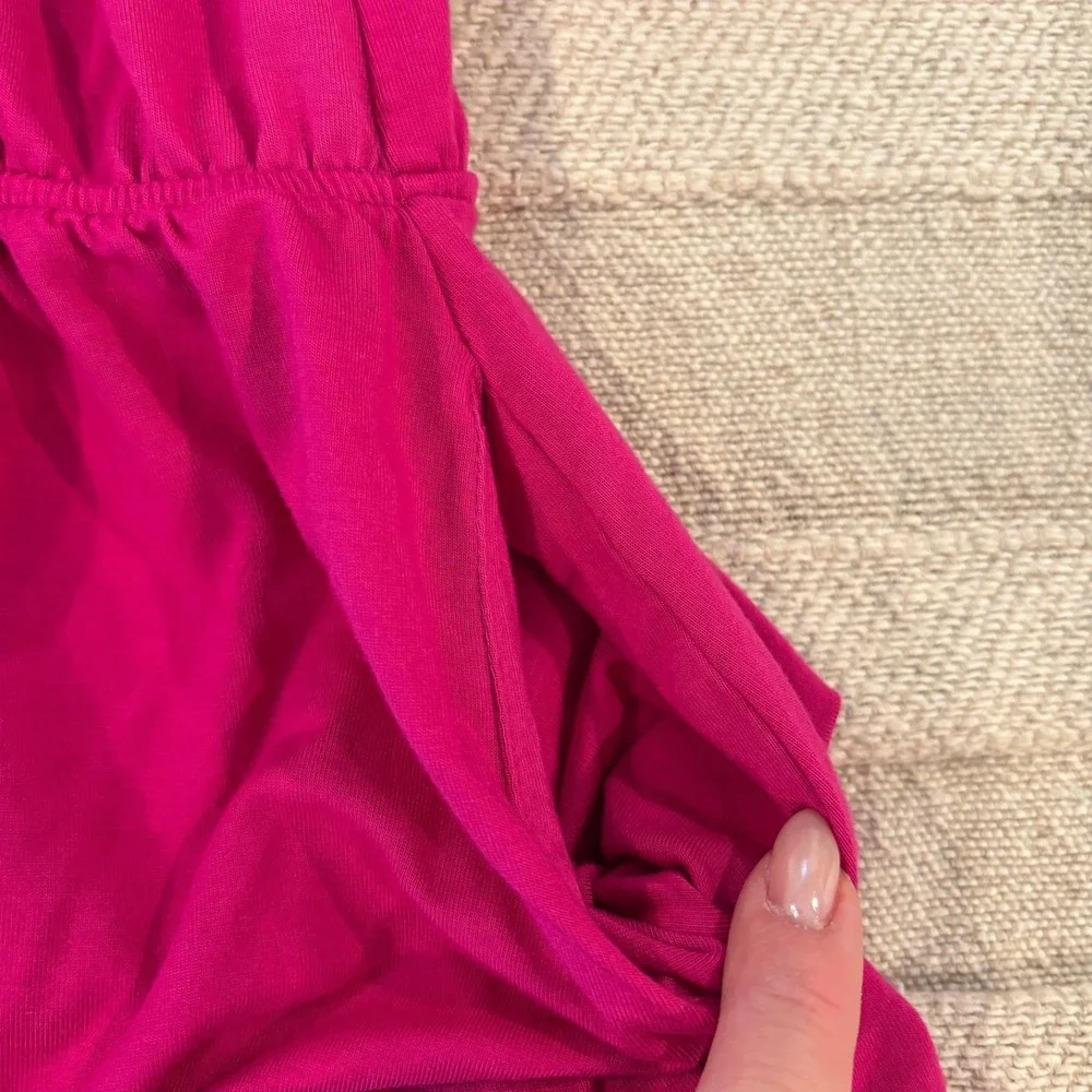 Le Marché by Naked Princess 3/4 Sleeve Wrap Romper Magenta Medium